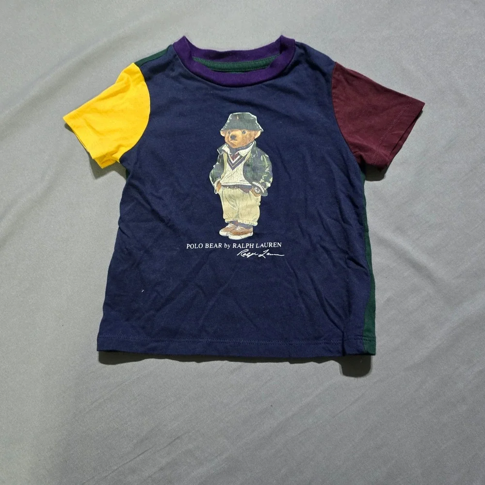 Ralph Lauren  T-Shirt Kids 18M Multi Colorblock Graphic Polo Bear  Tee